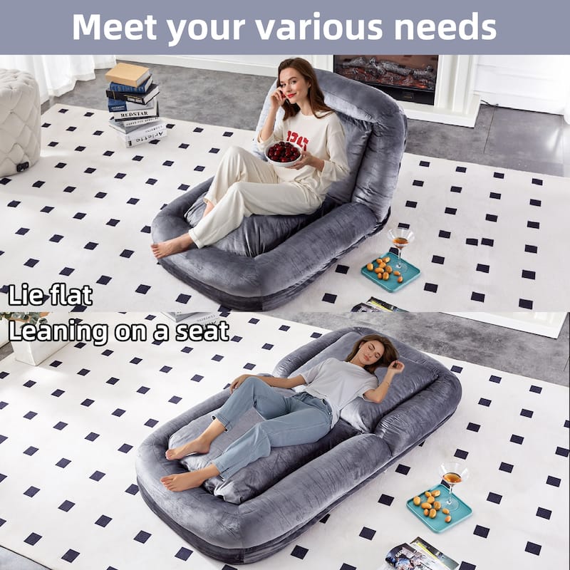 Roomfitters Folding Sofa Chair with 5 Adjustable Positions, Velvet Floor Lounge Chair for Gaming