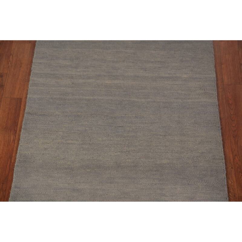 Gray Gabbeh Oriental Runner Rug Hand-Knotted Wool Carpet - 2'8" x 9'1"