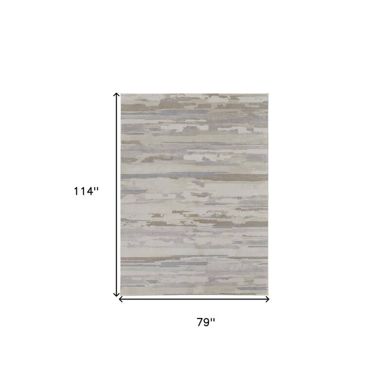 Vamex Power Loomed Distressed Abstract Stain Resistant Area Rug By HomeRoots - 114' X '79' X '0.63