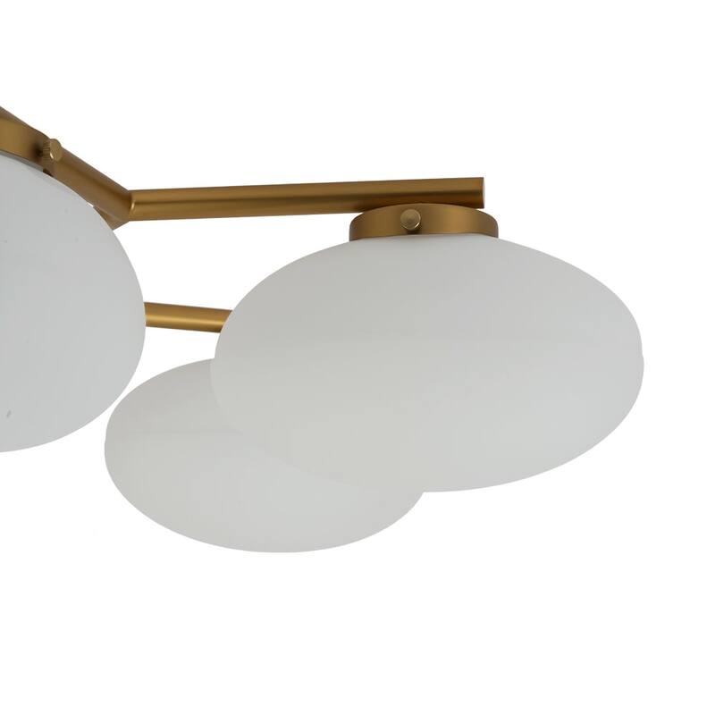 Modern 6-Light Opal Glass Globe Branch Sputnik Ceiling Light