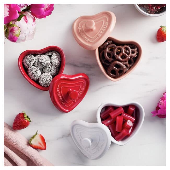 Staub Ceramic 3-pc Mini Heart Cocotte Set - Cherry, Pink, White - Multi