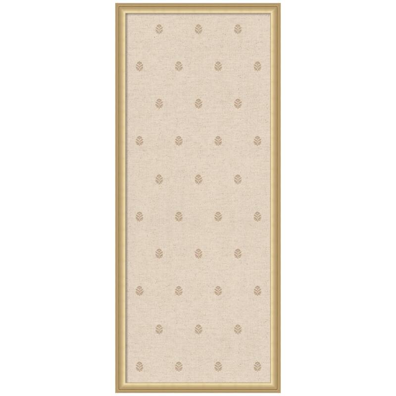 Kate and Laurel Pinboard Beige Botanical Block Print - 18x42 - Florence Gold
