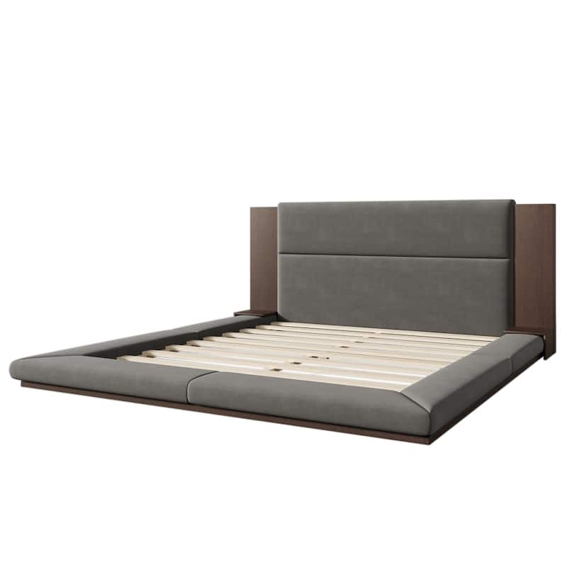 Velvet Fabric Upholstered Platform Bed Floor Bed
