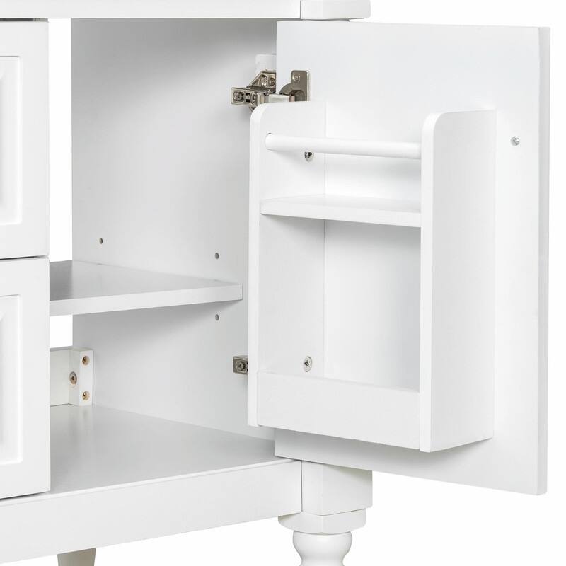 36" Bathroom Vanity with Sink, Freestanding Bathroom Cabinet with Ceramic Basin, Flip Drawer