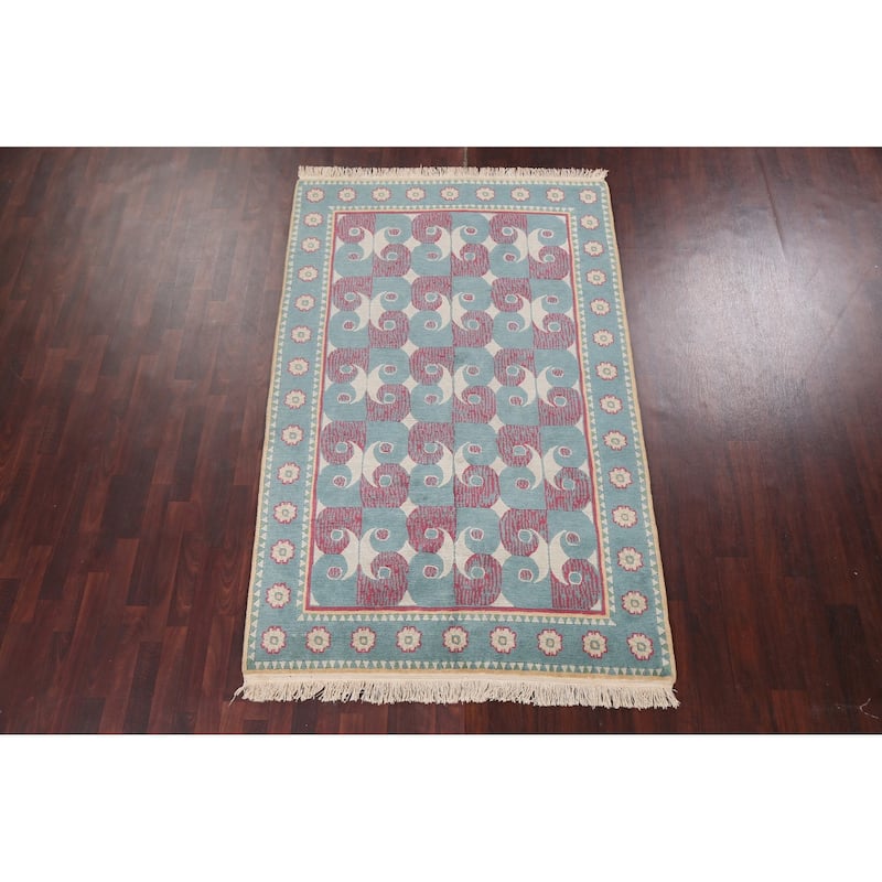 Vegetable Dye Nepalese Area Rug Hand-knotted Oriental Wool Carpet - 5'2" x 8'0"