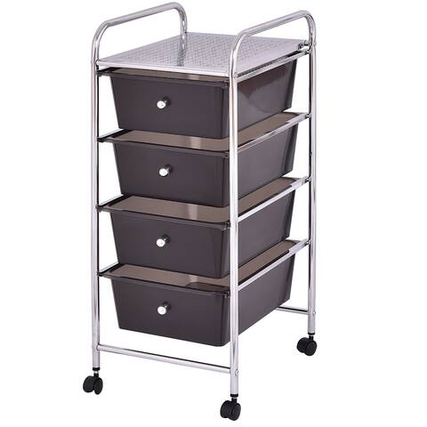 4 Drawers Cart Storage Bin Organizer Rolling Storage Cart