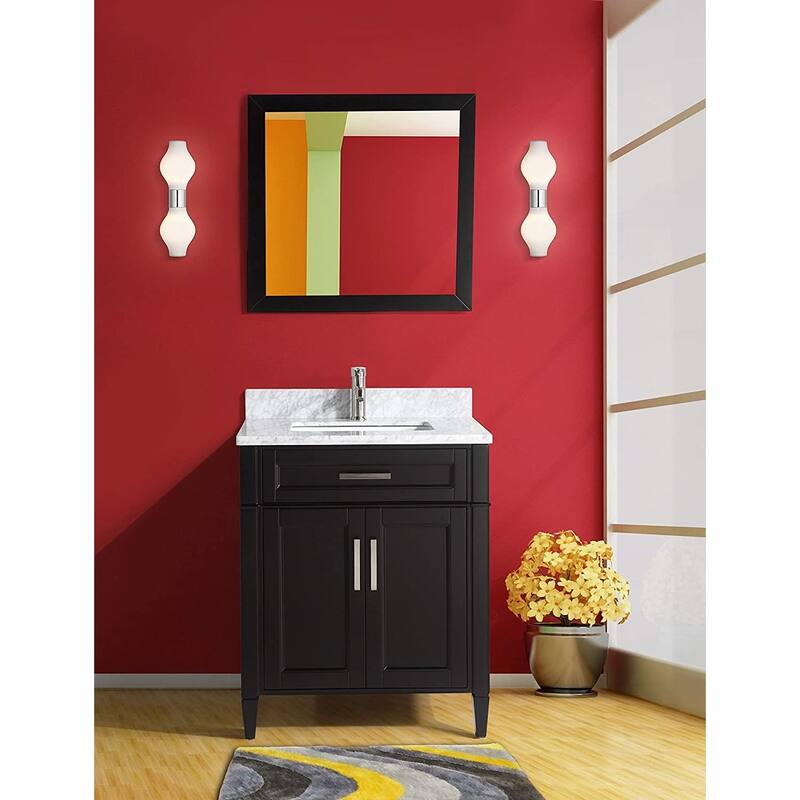 Vanity Art 30-Inch Single Sink Bathroom Vanity Set Carrara Marble Stone Top Soft Closing Doors Undermount Sink with Free Mirror