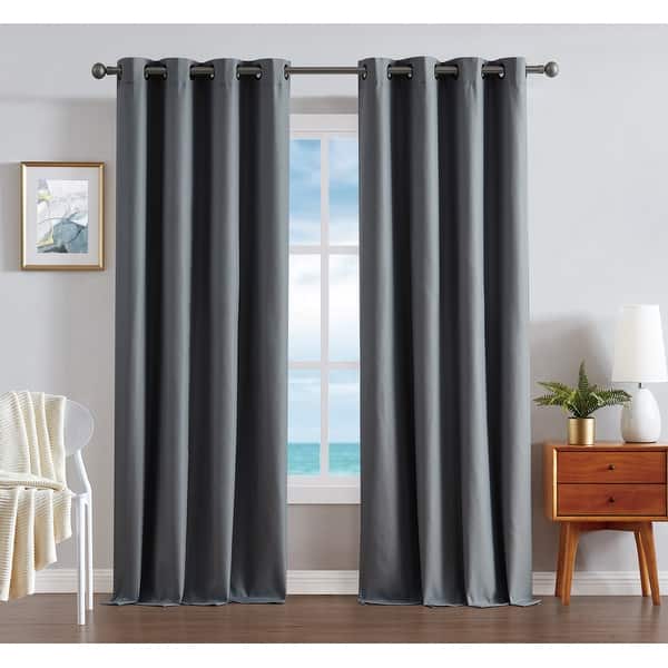 slide 2 of 33, Nautica Providence Ultimate Blackout Extra Wide Curtains (Set of 2) 104" x 63" - Charcoal