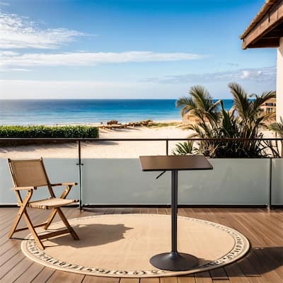Black Square Top Adjustable Height with Black Leg and Metal Bar Table