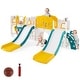 preview thumbnail 2 of 16, Gymax 10 in 1 Toddler Swing & Slide Set w/Basketball Hoop Telescope Green, Yellow