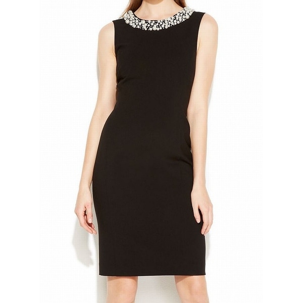 calvin klein black sleeveless sheath dress