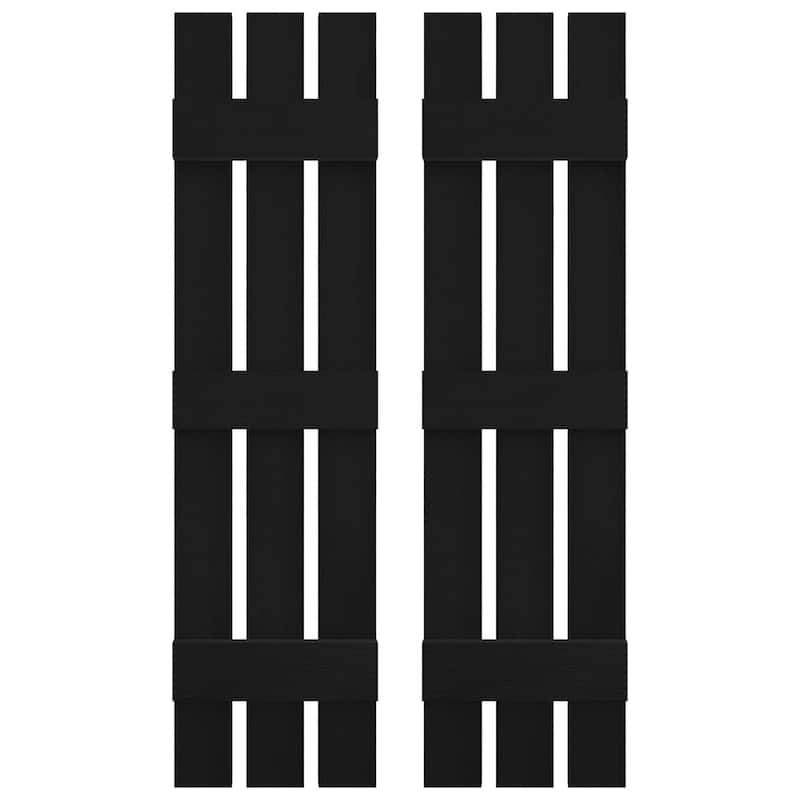 Builders Edge, Standard Three Board Spaced, Board-n-Batten Shutters, Includes Matching Installation Spikes (Per Pair) - 12"W x 67"H - 002 - Black