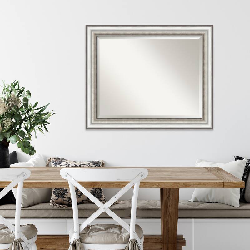 Beveled Wall Mirror - Salon Silver Frame - Salon Silver