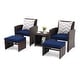 preview thumbnail 22 of 20, 5-Piece Outdoor Wicker Patio Furniture Set, PE Rattan Conversation Set with 2 Armchairs, 2 Ottomans, 1 Side Table & Cushions
