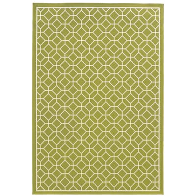 Pontoise Green Ivory Geometric Outdoor Casual Area Rug
