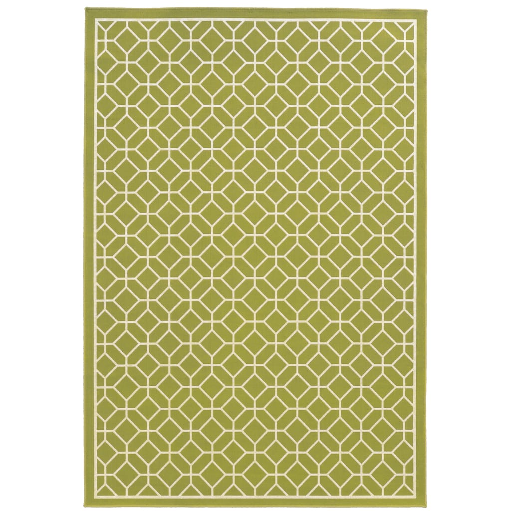 Pontoise Green Ivory Geometric Outdoor Casual Area Rug