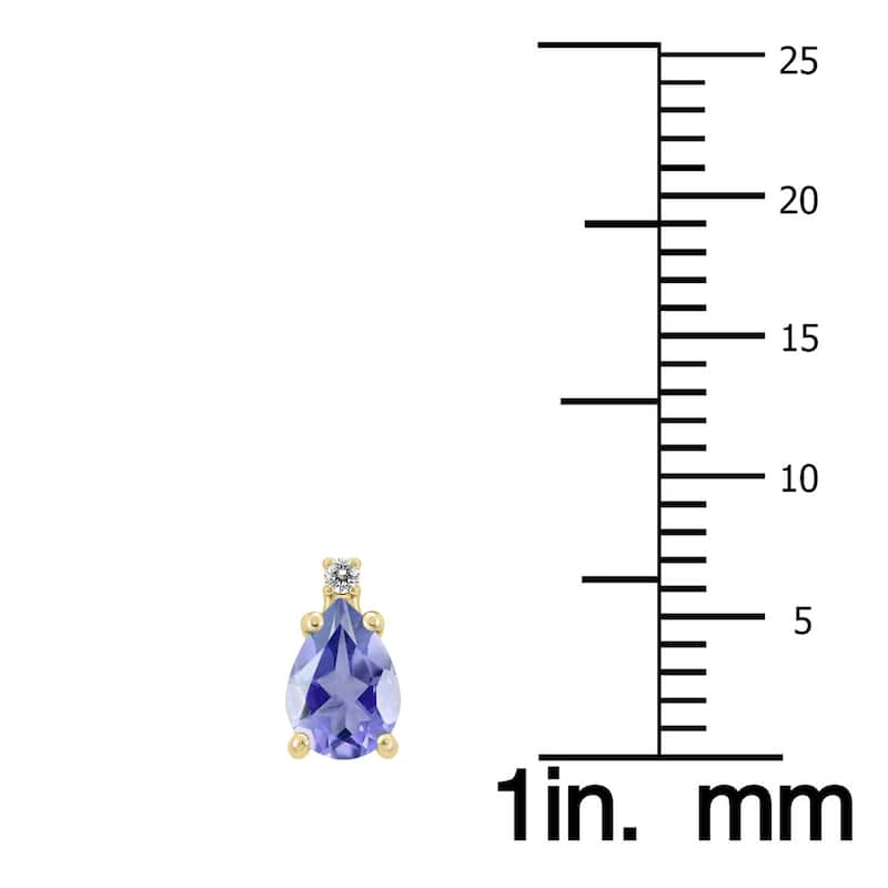 Marquee 14K Yellow Gold 6x4MM Pear Tanzanite and Diamond Earrings