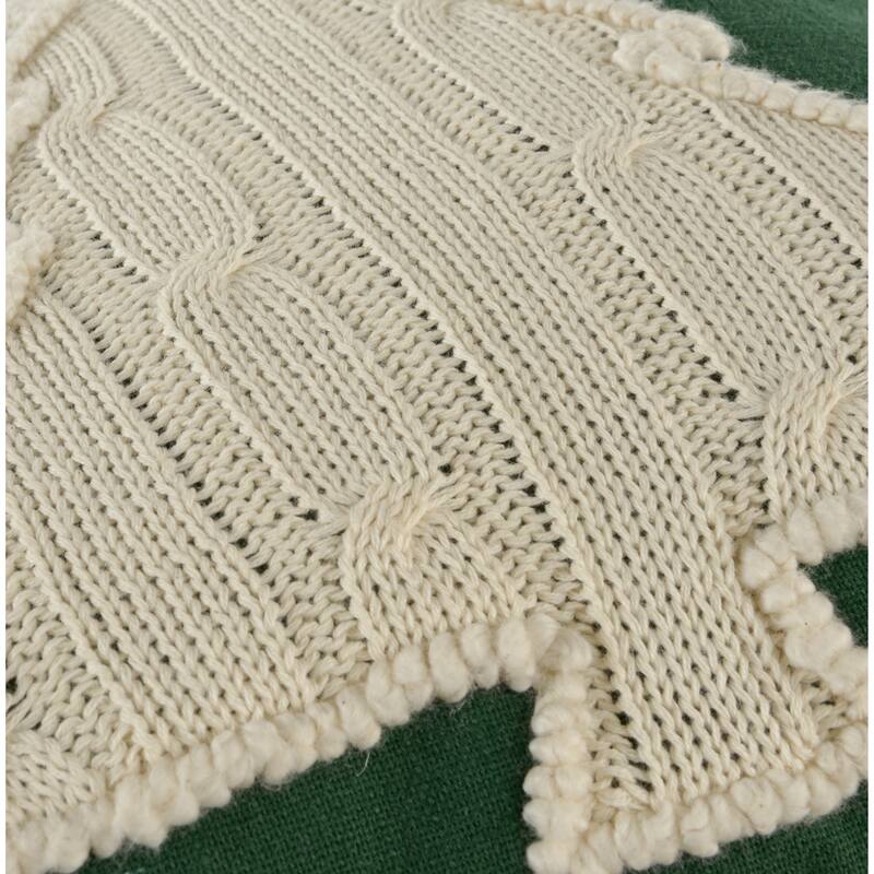 Rizzy Home Sweater Knit Green/Cream Tree Holiday Throw Pillow