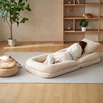 Triple Fold Down Sofa Bed,Bean Bag Chair Lazy Sofa Couch with Soft Fabric,Foldable Mattress for Living Room