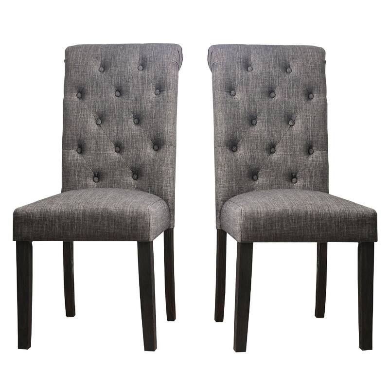 Black/Neutral Gray Fabric Upholstered Wood Frame Dining Chair, Sturdy Dining Chair for Dining Rooms - 25.5