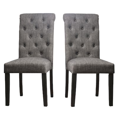 Black/Neutral Gray Fabric Upholstered Wood Frame Dining Chair, Sturdy Dining Chair for Dining Rooms - 25.5