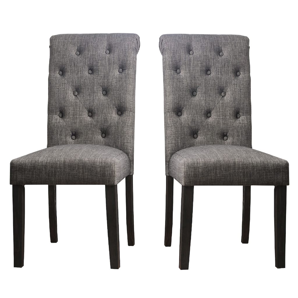 Black/Neutral Gray Fabric Upholstered Wood Frame Dining Chair, Sturdy Dining Chair for Dining Rooms - 25.5