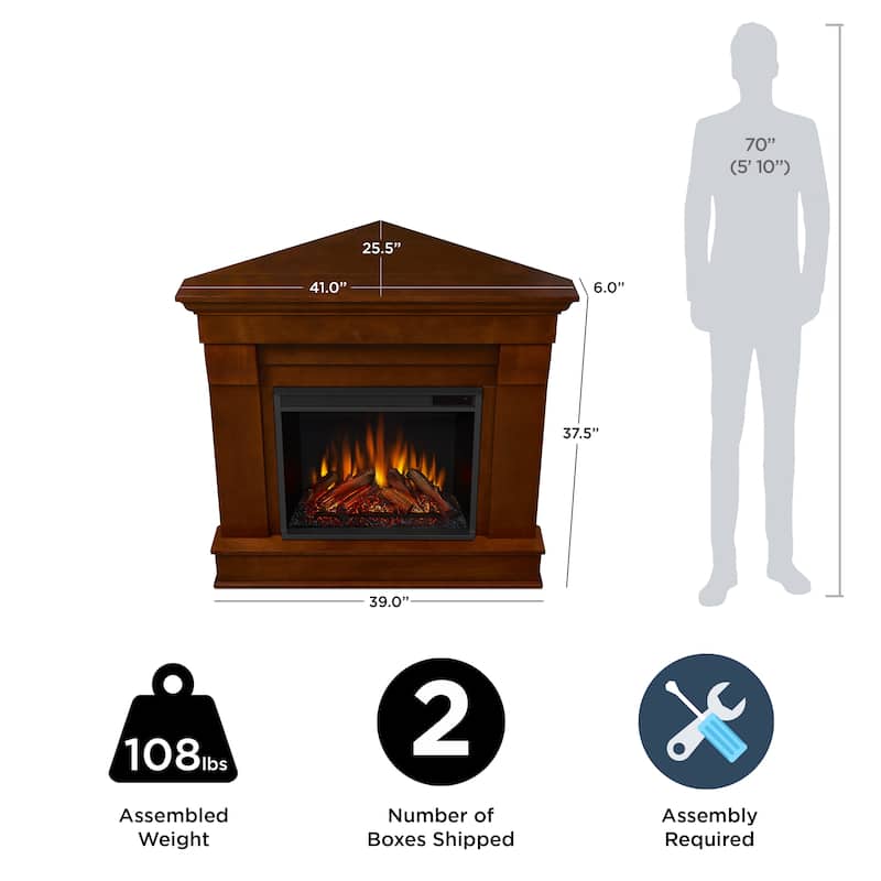 Chateau 41" Espresso Finish Electric Corner Fireplace bt Real Flame