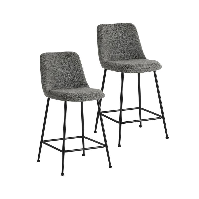 Porthos Home Teo Fabric Armless Counter Stools with Steel Legs, Set of 2 - Dark Grey