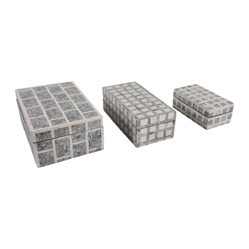 Decorative Storage Box with Geometric Pattern - Set of 3, 12",11",8" - 12.0"