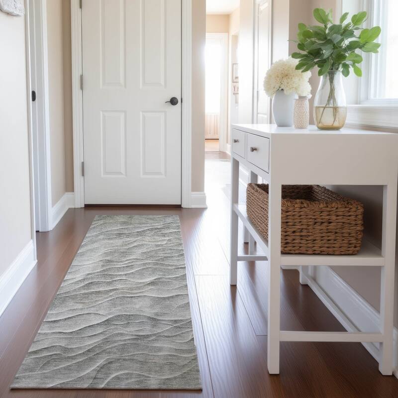 Premium Washable Super Soft Modern Waves Mayfield Rug - Taupe - 2'3" x 7'6"