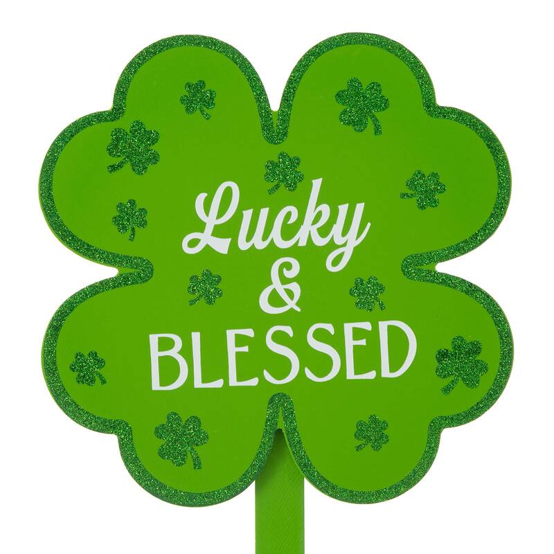 Glitzhome Set of 3 Wooden St. Patrick's Shamrocks Yard Stakes