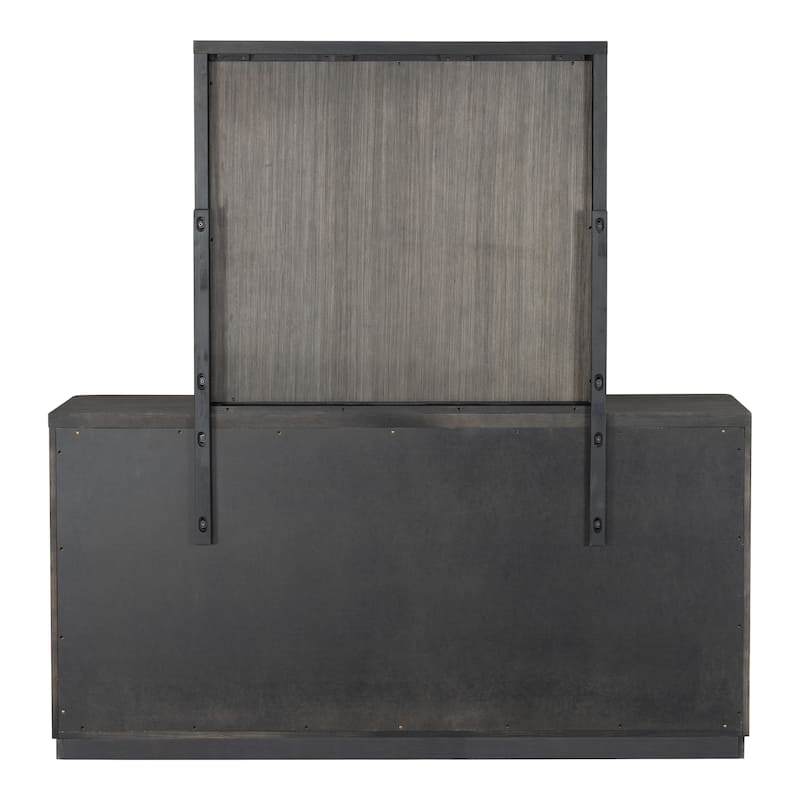 Furniture of America Piez Modern 2-Piece Ash Grey Wood 6-Drawer Dresser and Mirror Set
