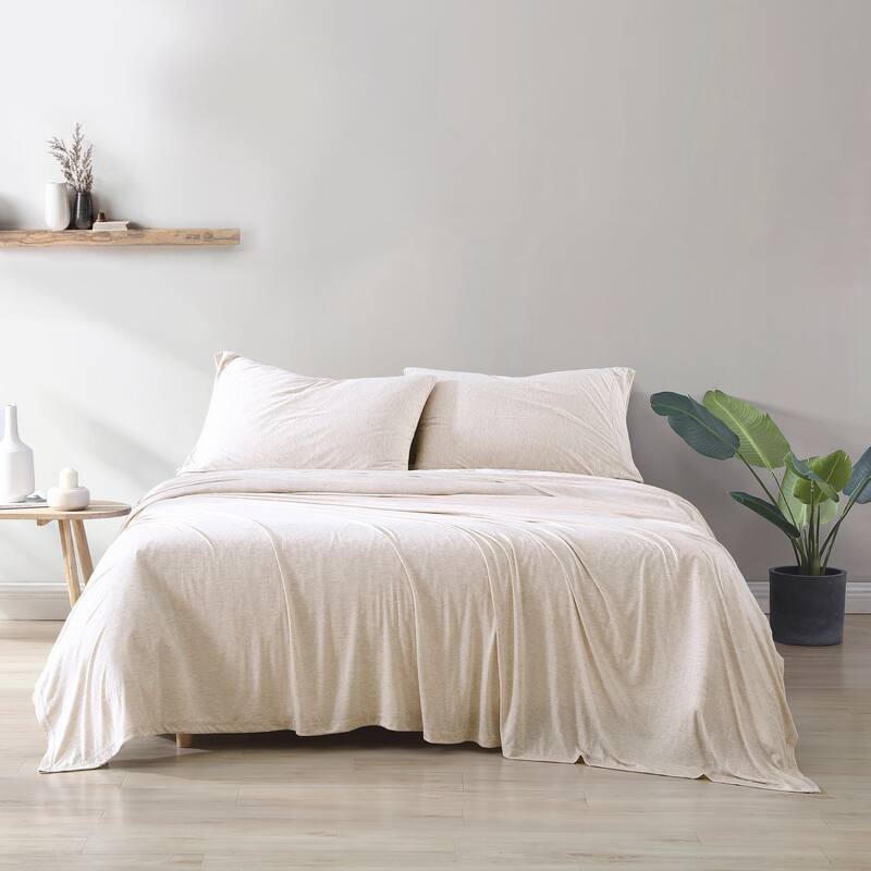 Brielle Home TENCEL Modal Beech Tree Fiber Sheet Set - Heather Oat - California King
