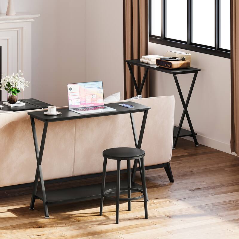 Sofa Tables Narrow Entryway Table with Storage Shelf and Metal Frame