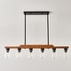preview thumbnail 68 of 67, Farmhouse Linear Chandelier Rustic Wood Kitchen Island Lighting Dining Room Pendant Light Fixture with Seeded Glass Shade