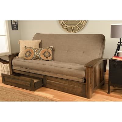 Somette Washington Full-size Futon Frame Includes Storage Drawers and Mattress