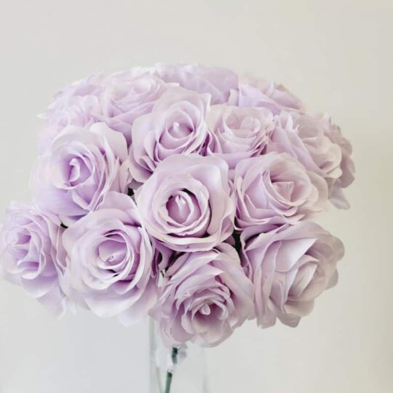 Lilac Purple Rose Bush Artificial Flower