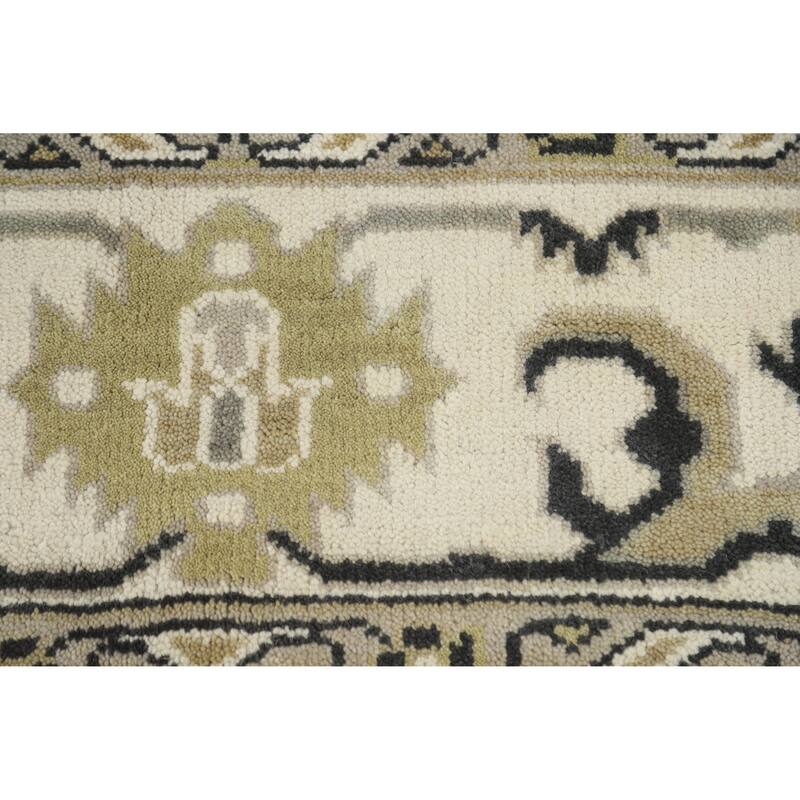 Black Oushak Indian Area Rug Hand-Knotted Wool Carpet - 9'1" x 11'9"