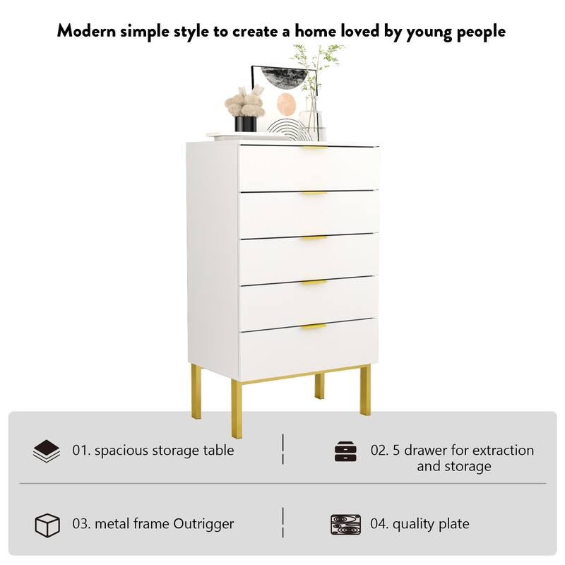 5 Drawer Dresser Storage Tower, Organizer Unit for Bedroom,Chest