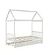 preview thumbnail 9 of 9, White Twin Size Solid Wood House Bed Frame with Trundle and Roof for Kids, Boys and Girls