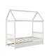 preview thumbnail 9 of 8, White Twin Solid Wood House Bed with Trundle & Roof