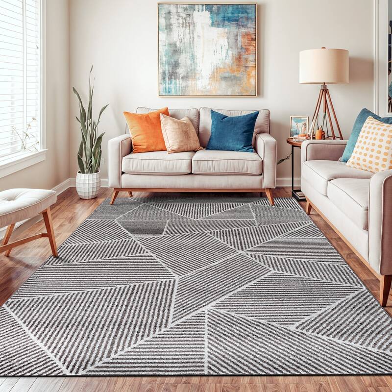 Contemporary Geometric Stripe Area Rug