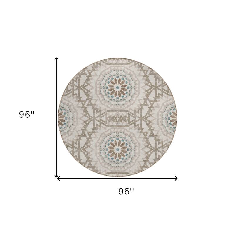 HomeRoots Floral Medallion Transitional Rectangle Outdoor Rug