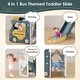 preview thumbnail 3 of 5, Green+Yellow 4 in 1 Toddler Slide, Kid Slide for Toddlers Age 1-3, Indoor Outdoor Bus Themed Toddler Playset Toddler Playground