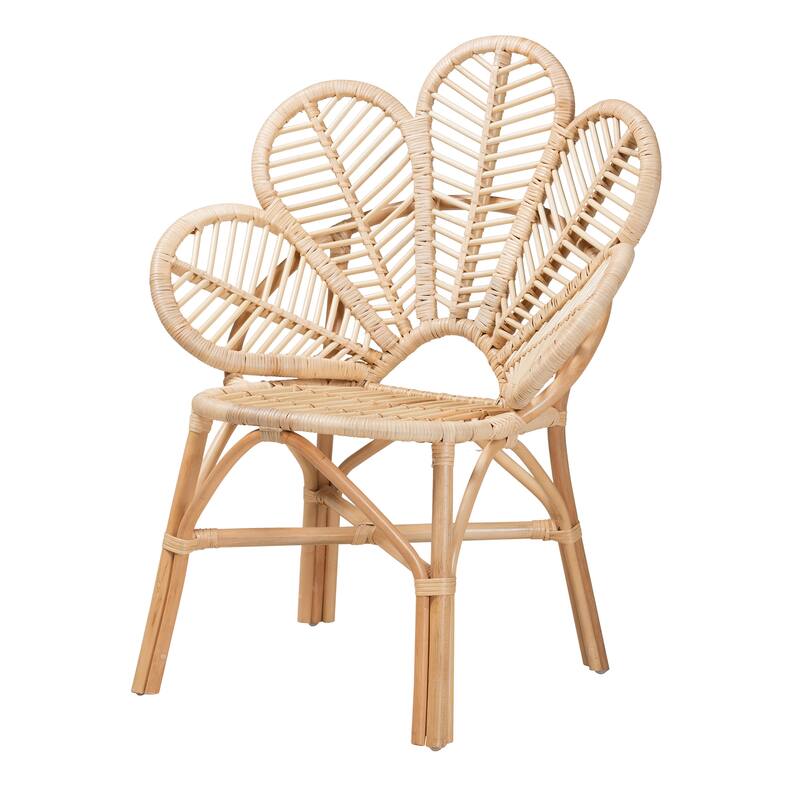 Bianca Modern Bohemian Natural Brown Rattan Flower Chair - Natural Brown