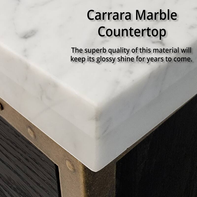 Norwalk Bath Vanity with Carrara Marble Top, Sink and Mirror
