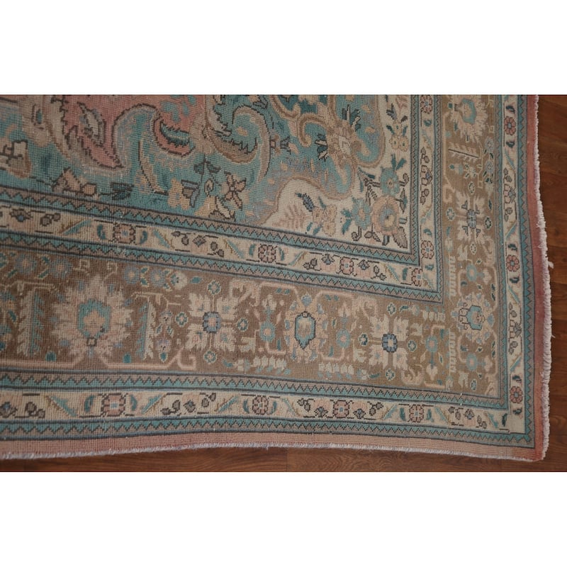 Distressed Tabriz Persian Vintage Area Rug Handmade Wool Carpet - 7'9"x 10'10"