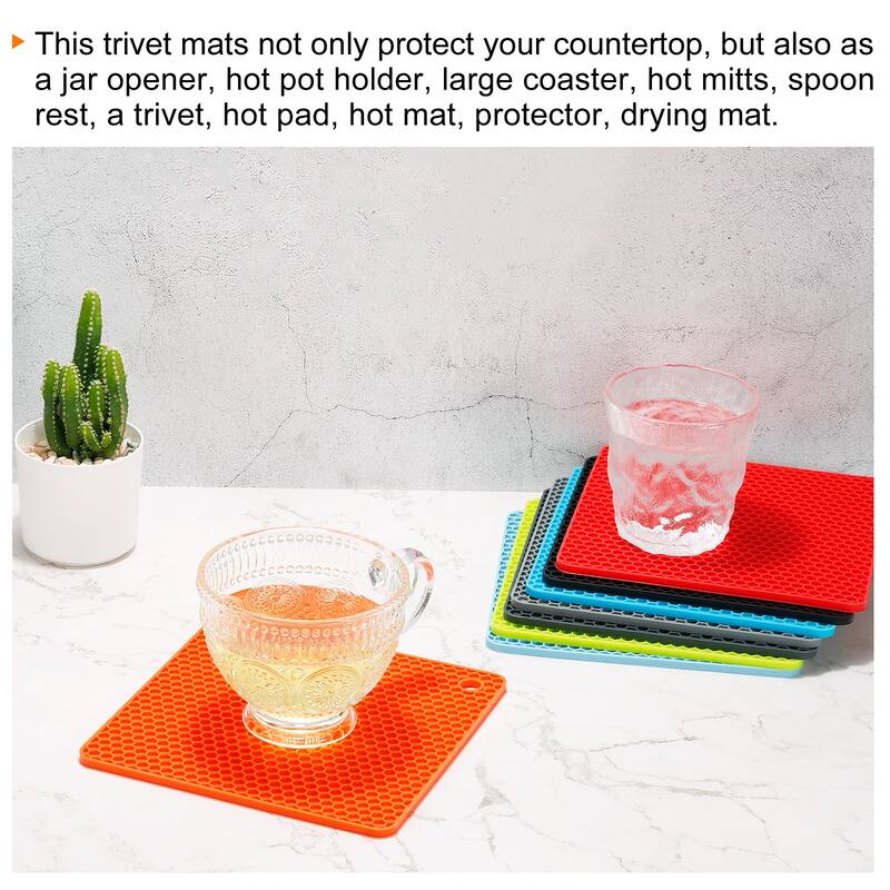 Silicone Trivet Mats 2pcs, Square Hot Pan Pads Hot Pot Holder -Deep Gray - Deep Gray