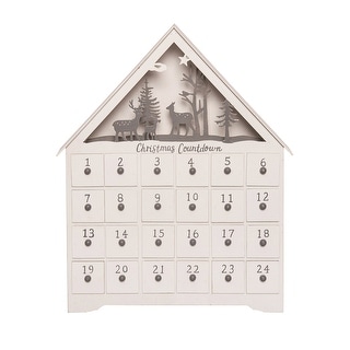 Transpac Wood 16 73 in White Christmas Winter Advent Calendar Bed