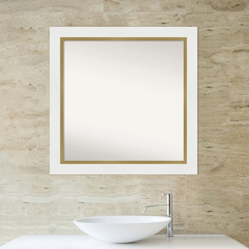 Non-Beveled Bathroom Wall Mirror - Eva White Gold Frame